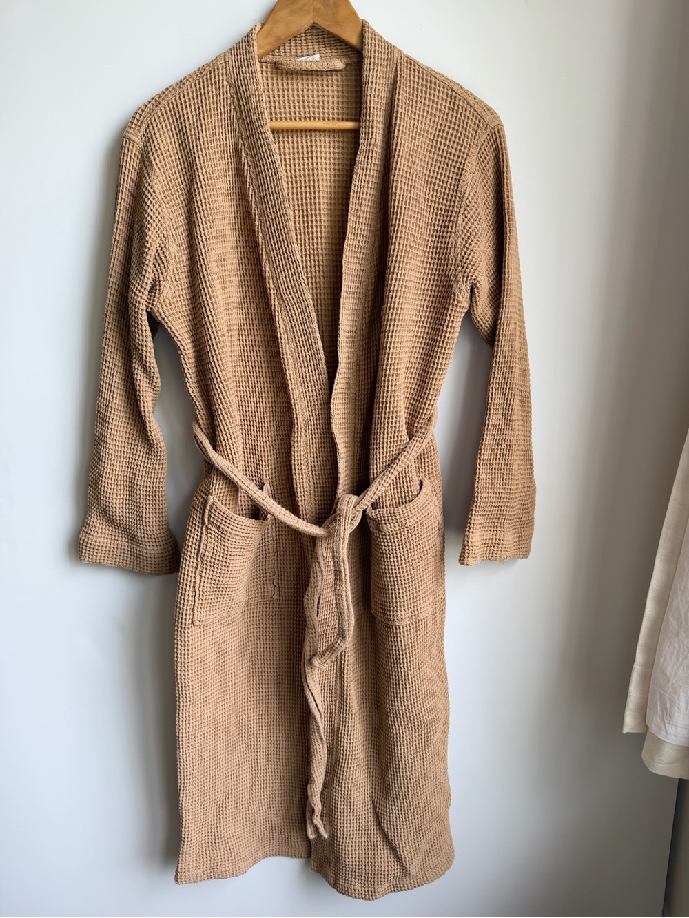 Coyuchi Organic Cotton Waffle Robe with Belt Kimono Size S/M